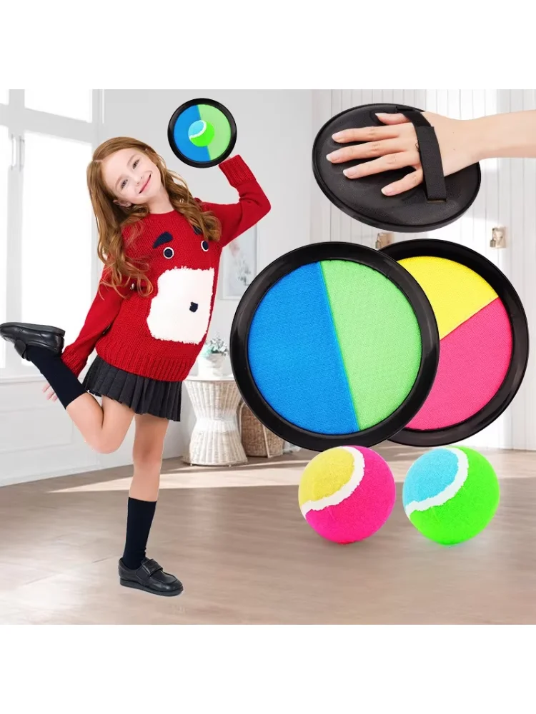 1set Children's Suction Ball Sticky Target Racket Throwing Throwing Catch Sports Equipment Family Interactive Ball Toys