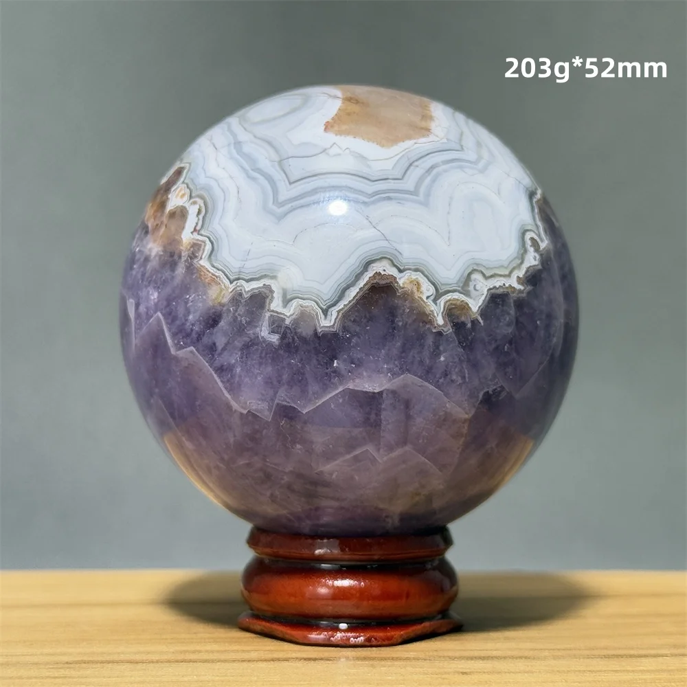 Dream Amethyst Agate Symbiosis Natural Mineral Crystal Ball Home Energy Decoration Massage Therapy Spiritual Meditation +Base