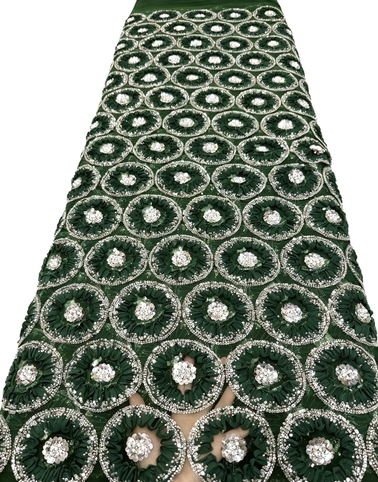 Top Grade Handcut African Nigeria High-Quality Sequins Embroidery Tulle Lace Fabric Guipure Dress Beads Stone for Wedding JY542