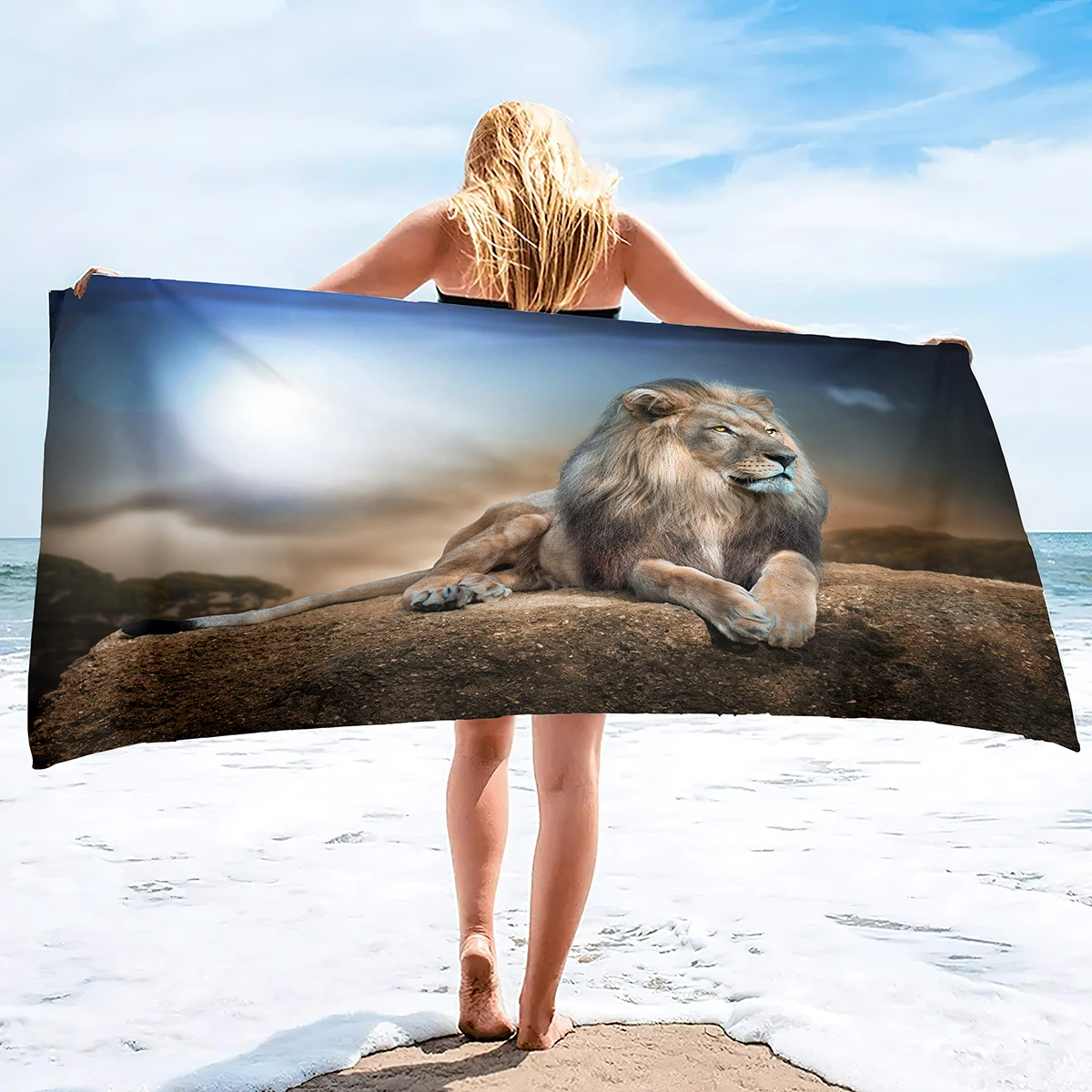 Lion Beach Towel Microfiber Beach Towels for Adults Sand Free Beach Towel Quick Dry Large Beach Towel for Swimming,Bath, Camping