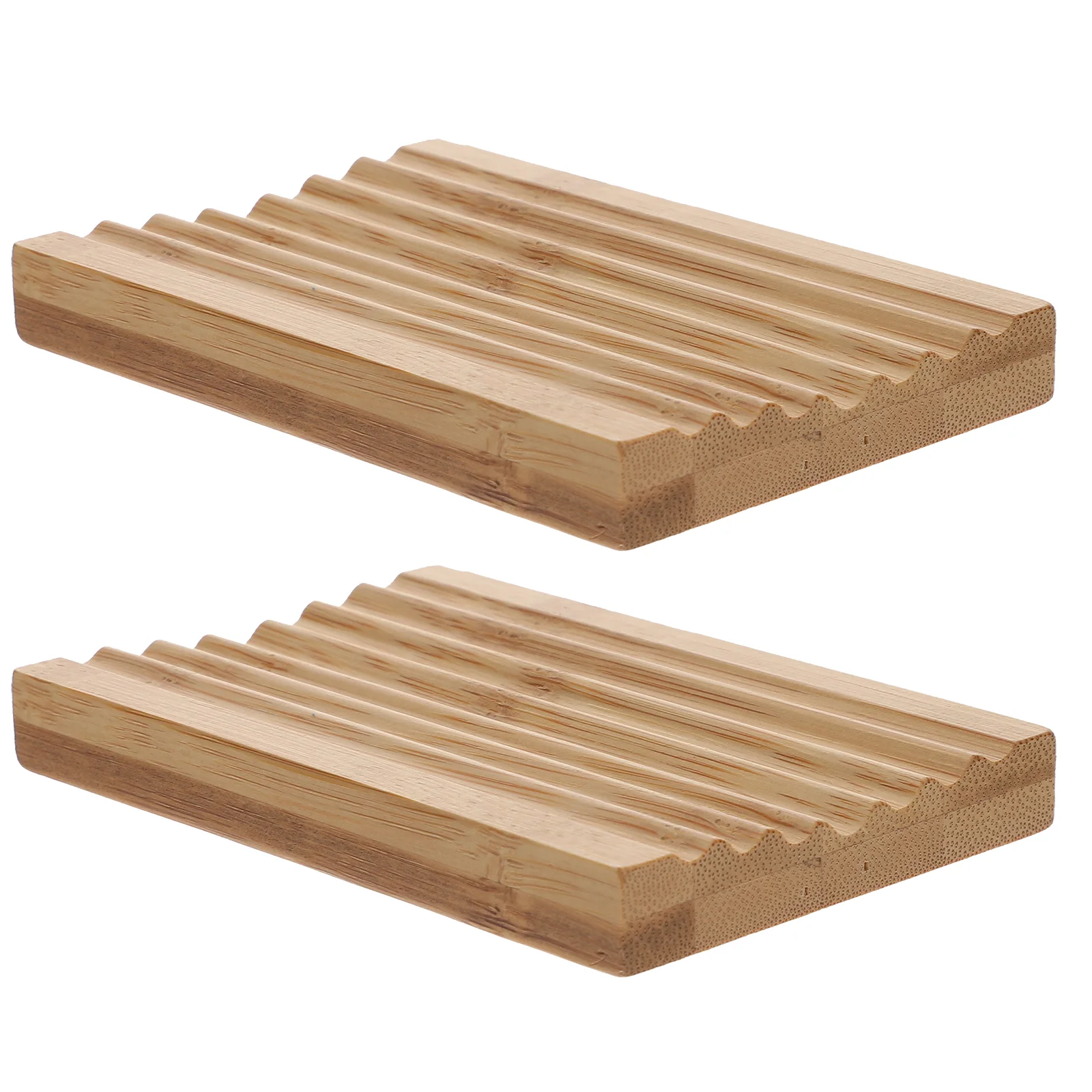 2 Pcs Bamboo Soap Pad Draining Tray Simple Design Holder Natural Dish Bar with Drainage Storage Rack Household