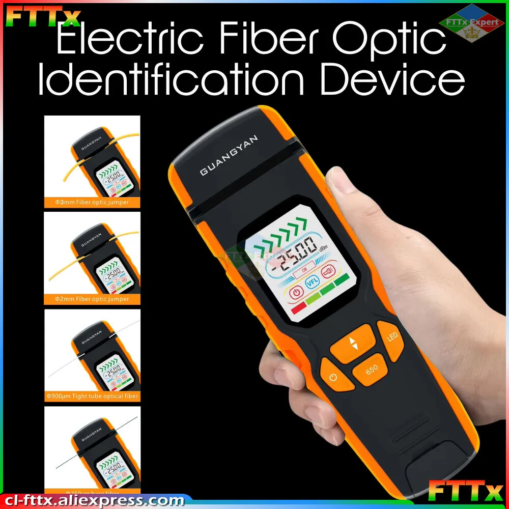 

GUANGYAN S2 One Step Electric Fiber Optic Identifier Live Fiber Optical Detector with Visual Fault Locator in 850-1700nm SM MM