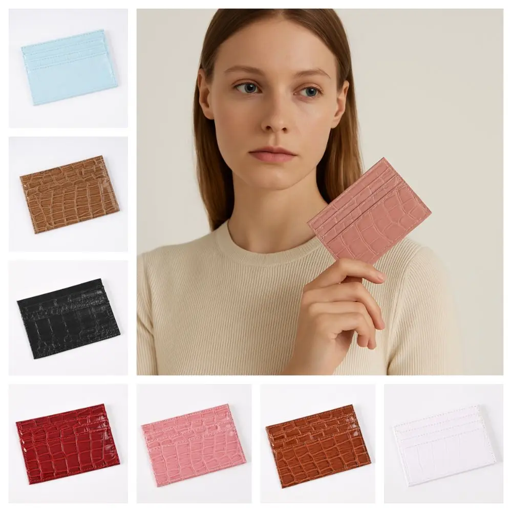 

Portable PU Leather Slim Women Card Holder Thin Waterproof Wallet Purse Id Bus Card Cover Business Credit Card Case Bag