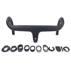 Newest Fully concealed cable matt UD full carbon bicycle handlebar Road bike carbon handlebar and Stem integrateved with washers