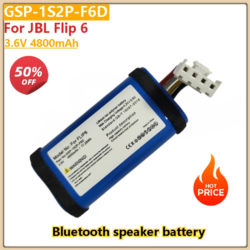 

GSP-1S2P-F6D 3.6V 4800mAh Replacement Battery for JBL Flip 6 Brand New High Quality