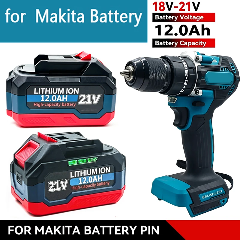 Original 21V Battery for Makita 18V Battery.for Makita Power Tools Cordless Wrench Saw Drill Grinder Screwdriver DDF487 with BMS