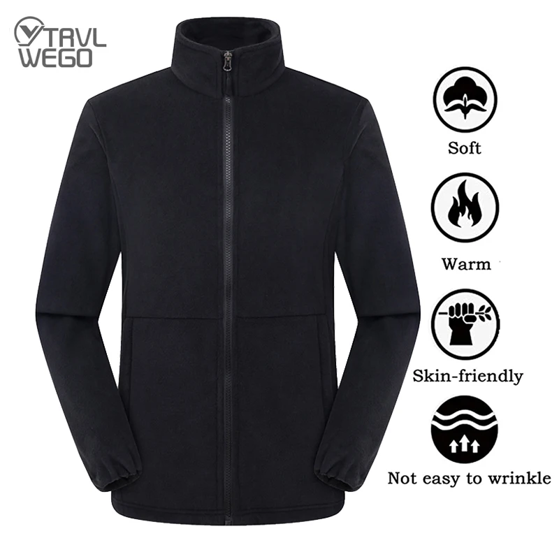 TRVLWEGO 秋冬ジャケット男性用暖かいソフトシェルポーラーフリースジャケット登山キャンプハイキング防風コートインナー服