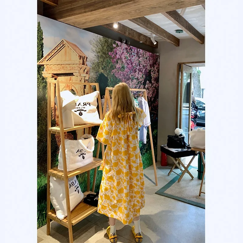 

plus Size Women's Summer Holiday Cotton Long Dr Loose Fit Belly Covering Faionable Dr Sweet Sle Thinming Effect