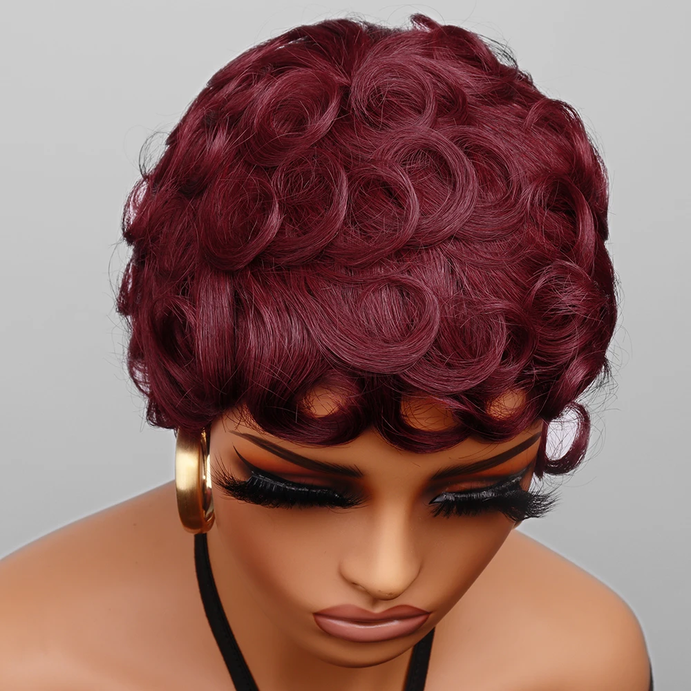 99J 픽시컷 가발 인모 숏 곱슬머리 여성용 가발 15 - Short Pixie Cut Wig Human Hair Cheap 리뷰 및 가격