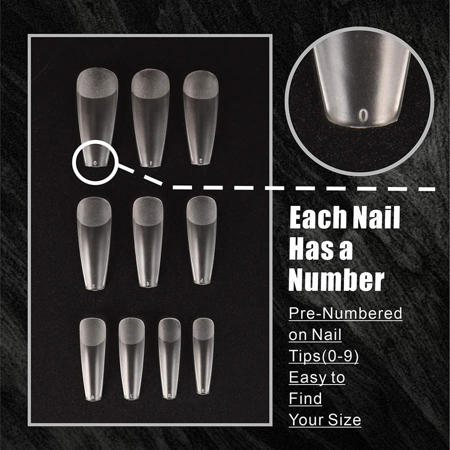 NEW 120Pcs False Nails Semi-Frosted Clear Coffin Fake Nail Tips Press on Nails Soak Off Full Cover Nail Capsule For Extension