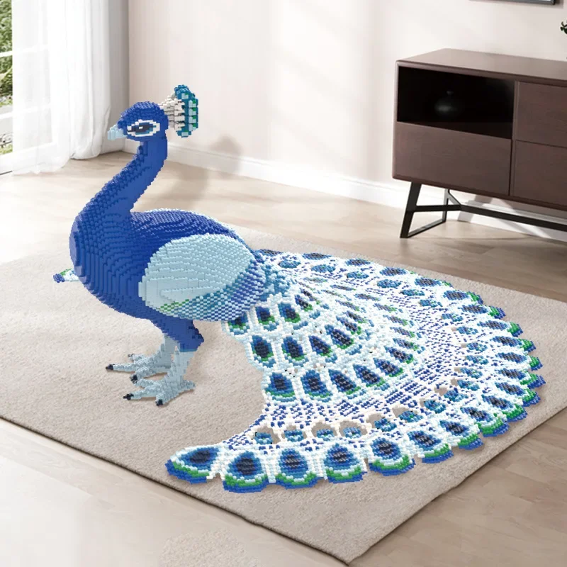 

70cm blue peacock building blocks large creative jigsaw puzzle small pieces puzzle toys adult gift home furnishings handmade DIY