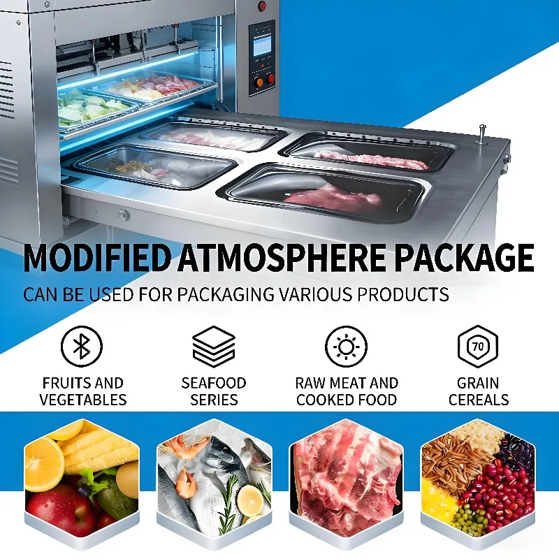 Semi-automatic Fruit Food Tray Packaging Machine for Packaging Fresh Grape Strawberry Packaging in Tray Sealing