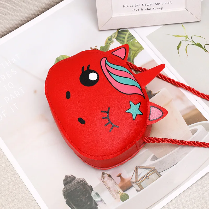 Cute Unicorn Children\'s Small Crossbody Bag Lovely Baby Girl Mini Coin Purse Handbag PU Leather Kids Change Wallet Shoulder Bags