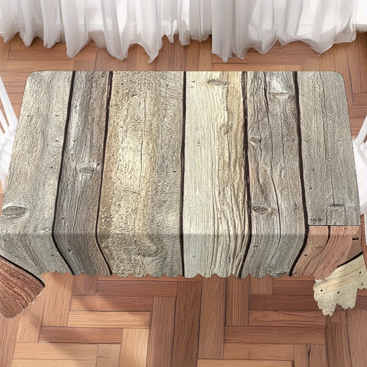 Vintage Wood Plank Tablecloth, Soft Rectangular Washable Table Cover for Daily Dining & Warm Family Gathering Decoration