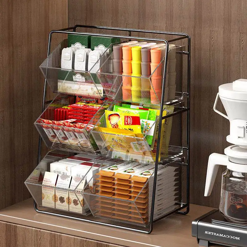 

Acrylic Tea Bag Storage Box Capsule Coffee Instant Milk Tea Organizer Rack Transparent Desktop Office Tea Water Room