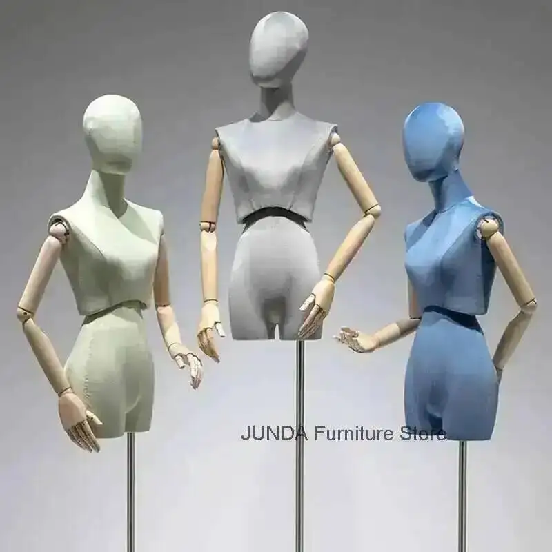 Clothing Mannequins Women's Clothing Props Store Velvet Half-length Window Display Stand Colorful Full-body Wedding Dress Model