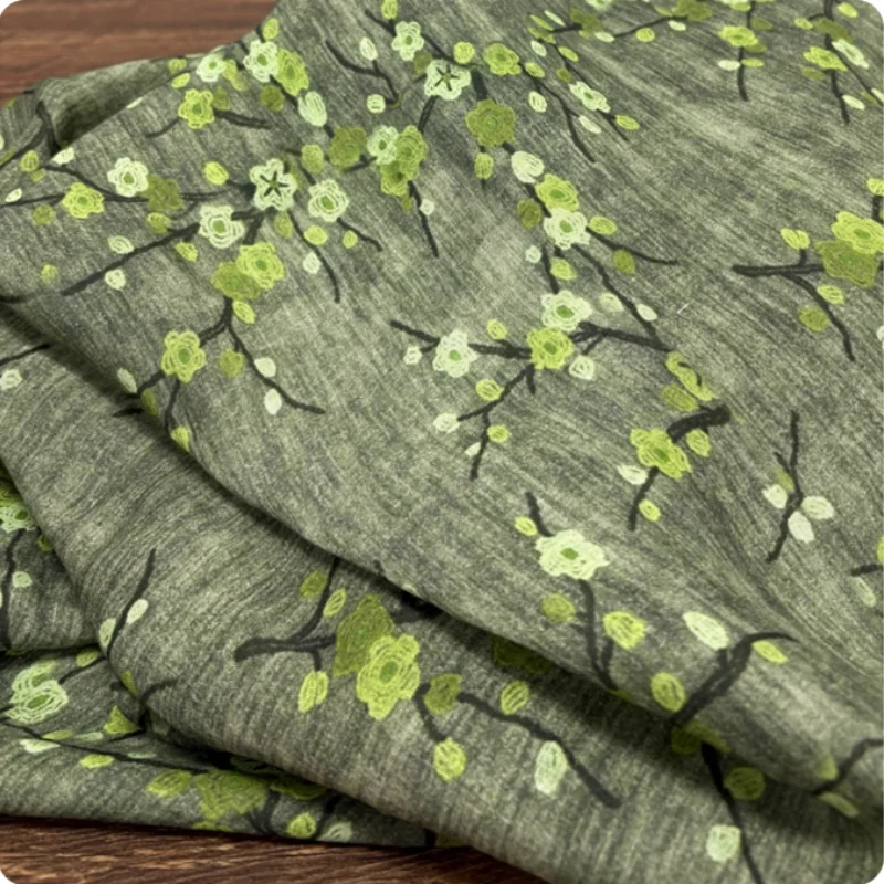 

Green Handmade DIY Ramie Fabric For Summer Breathable Shirt Dress Clothing Cloth Fabric