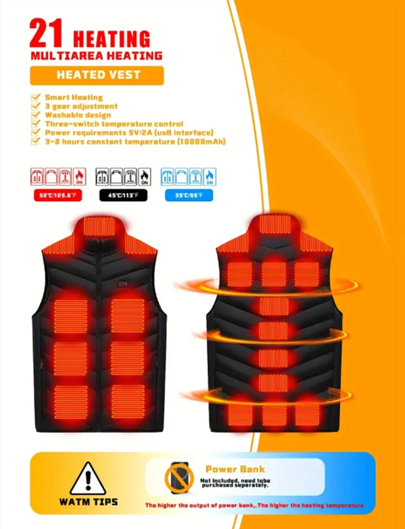 21 Areas Winter Heated Vest Motorcycle Jacket for Men Womens Jacket Heated Heating Warmer Vest USB Heater Tactical Jacket Coat