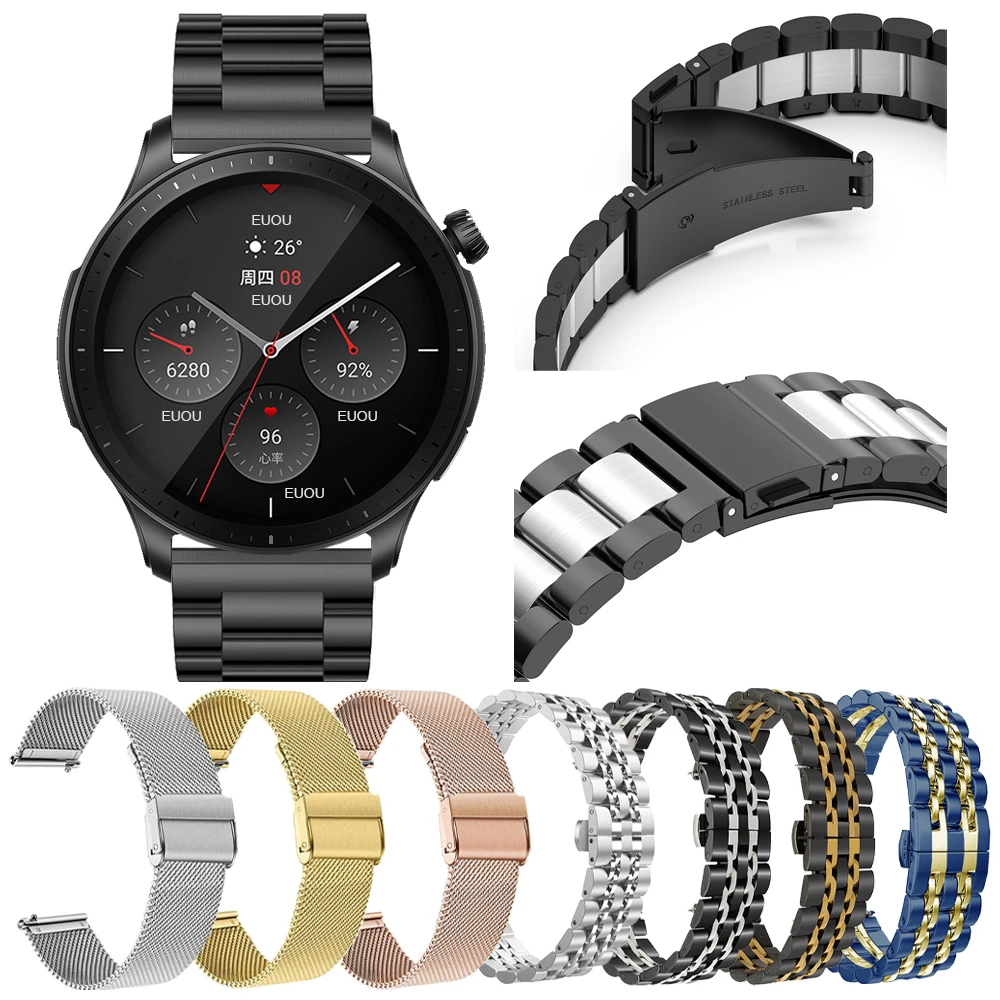 

Metal Strap For Amazfit GTR 4 / GTR3 Pro/2e Stainless Steel Mesh Band For Amazfit GTS 4 mini/Bip 3/Stratos Wristband Bracelet