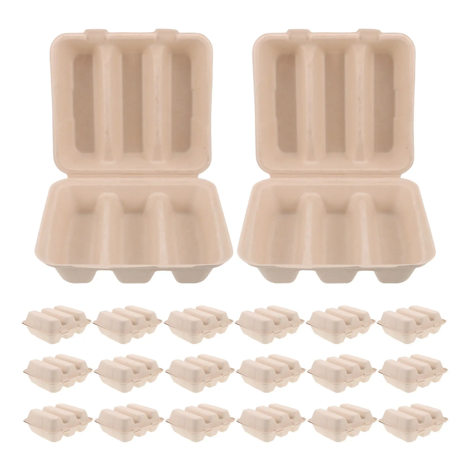 20Pcs Biodegradable Taco Holder Paper Box Clamshell Design for Hard Corn Shell Wrap Tortilla Packaging Snack Box 8.2 X 7.3 X 3.4