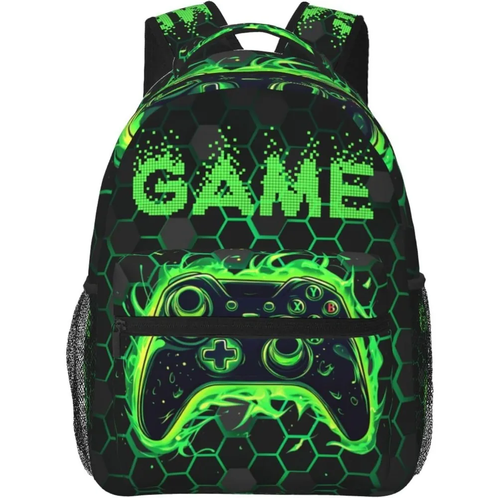 

Зеленый контроллер видеоигр, детский рюкзак для девочек и мальчиков, школьный рюкзак, рюкзак для ноутбука, путешествия, туризм, кемпинг, работа, компьютер Bac