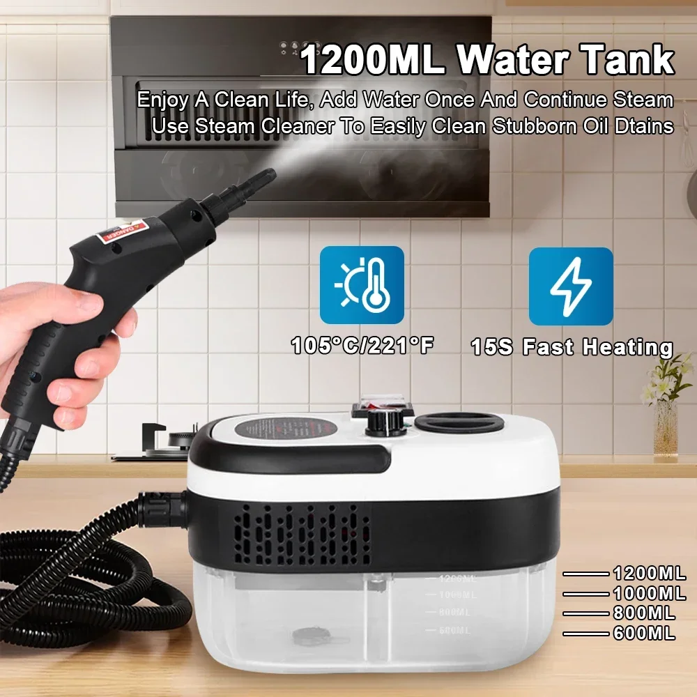 1500W Portable Steam Cleaner High Temperature Sterilization Pressure Jet Washer Machine Home Autos Steaming Cleaner 220V EU Plug