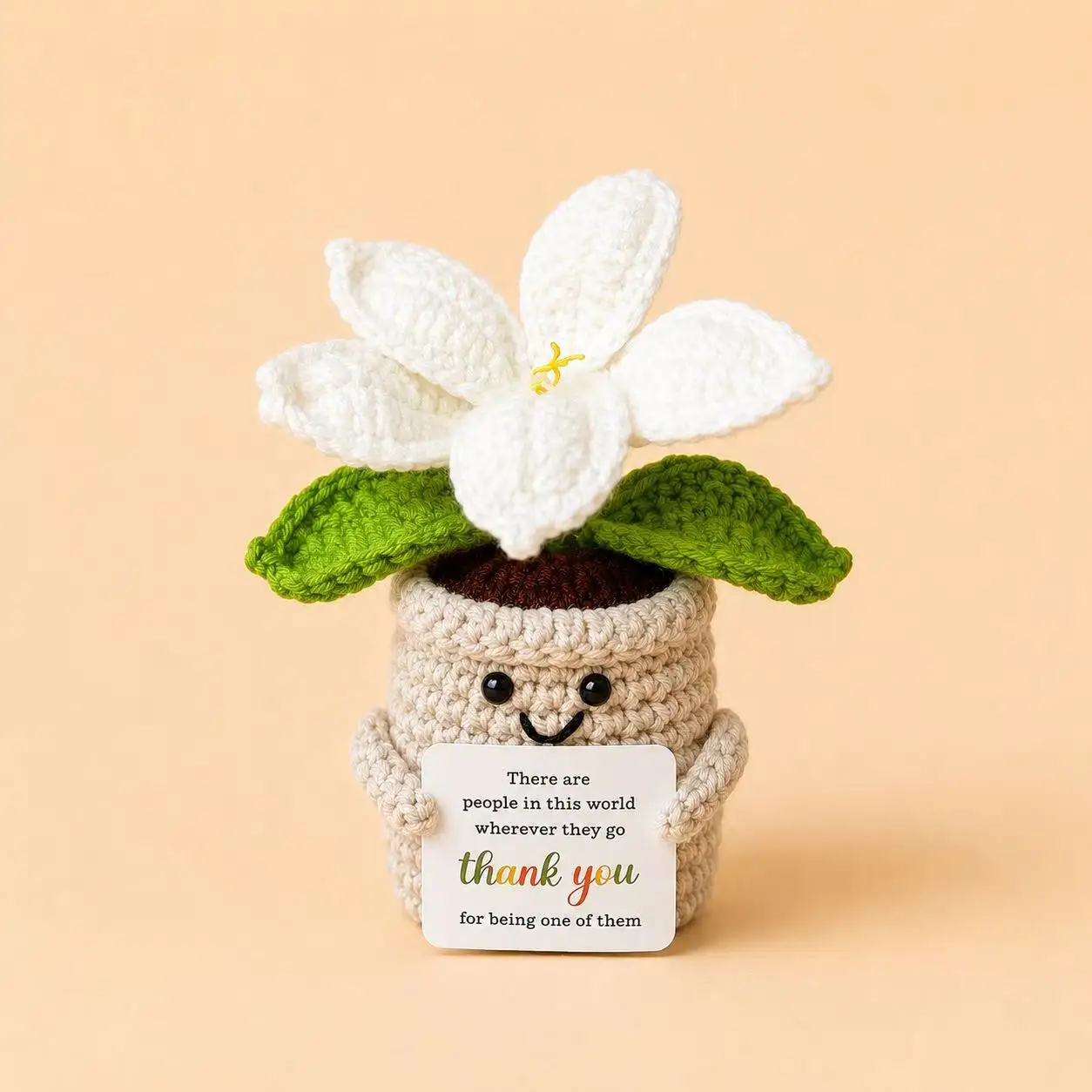 Neue Gehäkelte Emotional Support Lilie im Topf Handgefertigter Gewebter Blumentopf Dankeschön-Geschenk Personalisiertes Geschenk – Detail 4