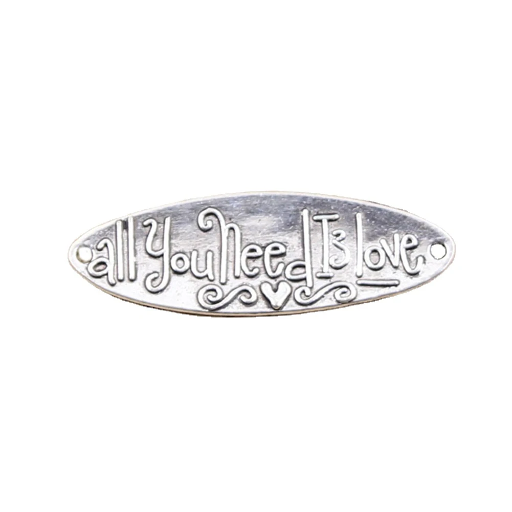 10pcs Charms All You Need Is Love 38x12mm Antique Making Pendant fit,Vintage Tibetan Bronze Silver color,DIY Handmade Jewelry