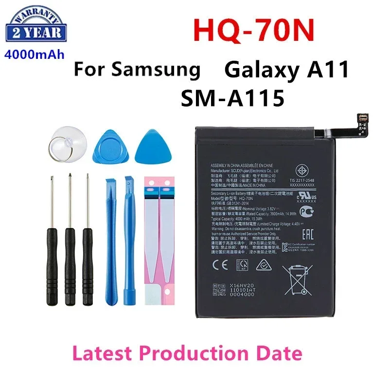 

Brand New HQ-70N 4000mAh Replacement Battery For Samsung Galaxy A11 A115 SM-A115 Mobile phone Batteries+Tools