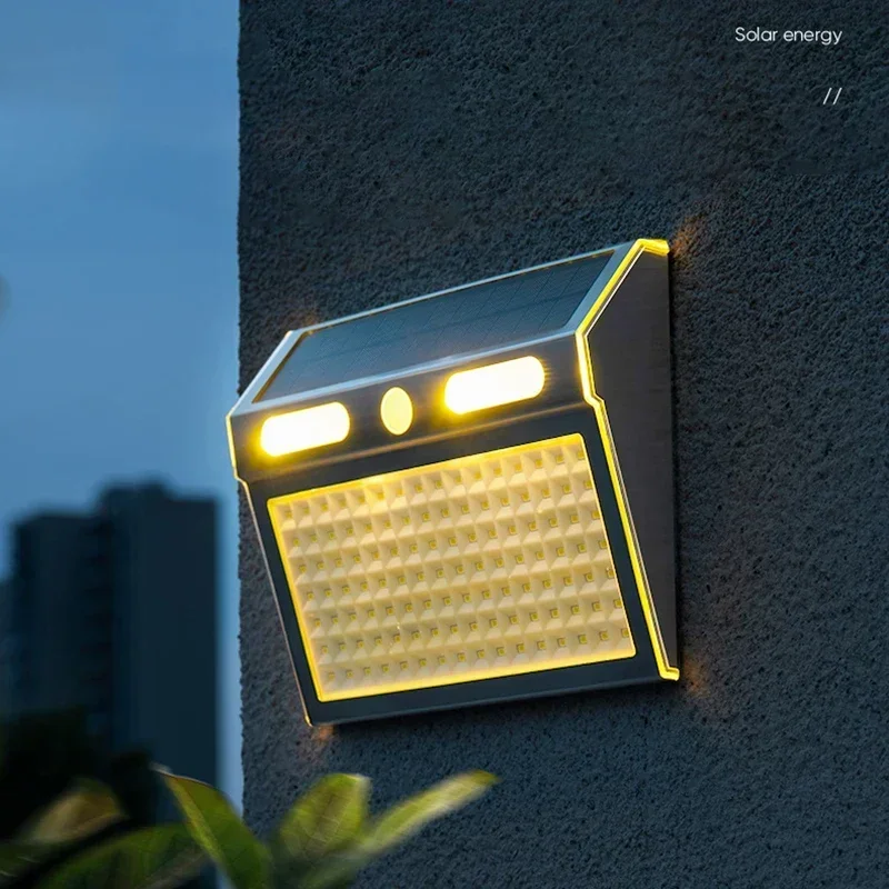 Lámpara Solar de acero inoxidable con Sensor de 4 modos, iluminación de pared para puerta exterior para el hogar, lámpara Led impermeable para jardín