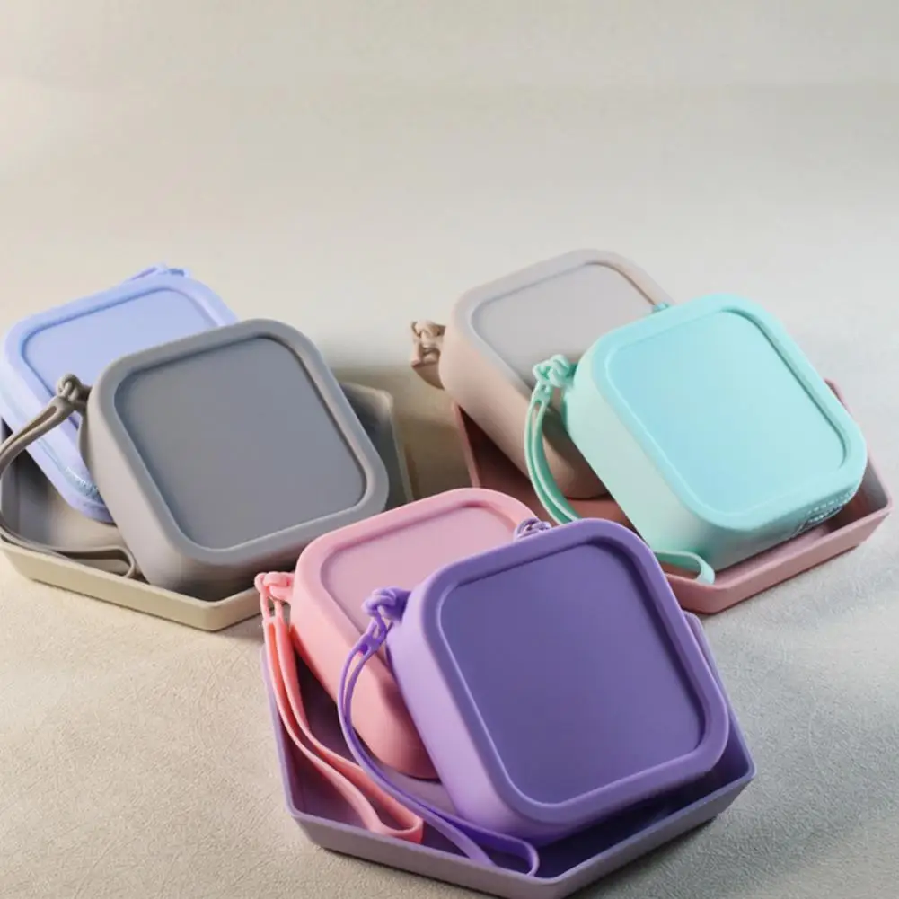 Silicone Coin Pouch With Zipper And Wrist Strap, Square Shockproof Storage Bag, Lightweight Change Purse For Headphones Keys
