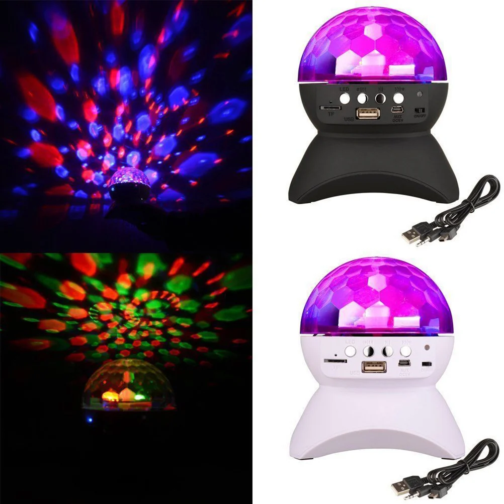 

Mini LED Wireless Colorful Rotating Stage Light with Built-in Speaker Fm USB Card Slot for Smartphone Audio