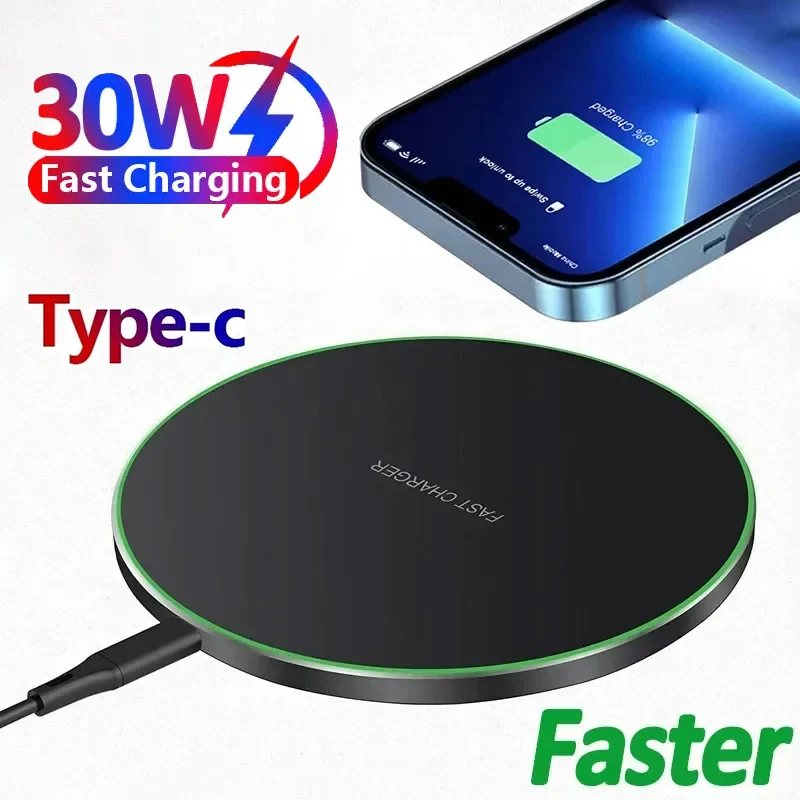 30W Super Fast Wireless Charger For Samsung Galaxy S20 S10 S9 S8 Note Phone Charging Pad For iPhone 16 15 14 13 12 11 Pro Xs Max
