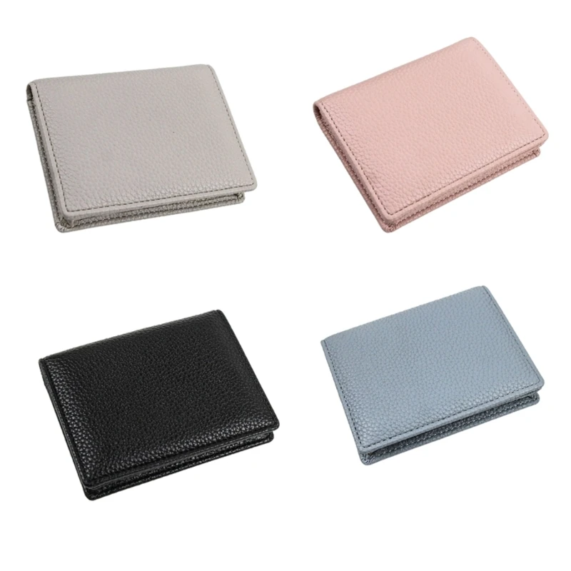 

Women Men Bifold Bank Credit Card Holder Purse PU Lychee Texture Card Holder Large Capacity Card Pocket Multi-Slot Cash Wallet