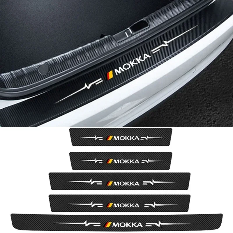 Trunk Sill Stickers Pedal Guards Strip Carbon Fiber Car Door Threshold Scuff Plate Decals for Mokka Tape Accessories For Opel