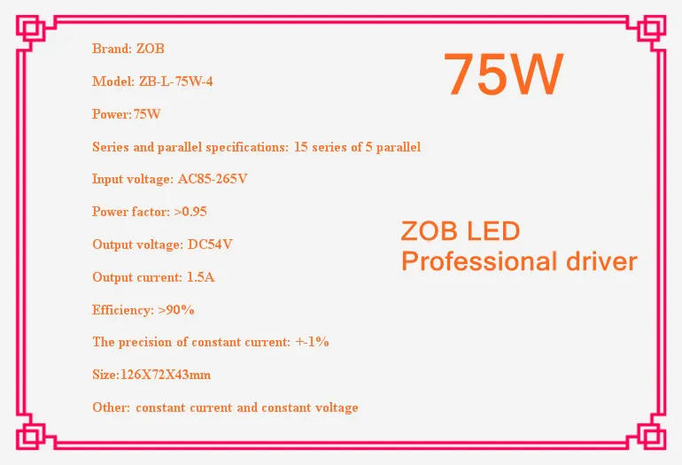 75w led driver DC54V,1.5A,high power led driver for flood light / street light,constant current drive power supply,IP65