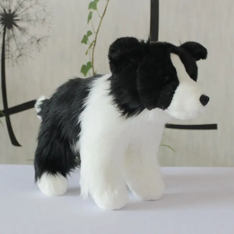 lovely plush white&black dog toy high quality shepherd doll gift about 31x24cm