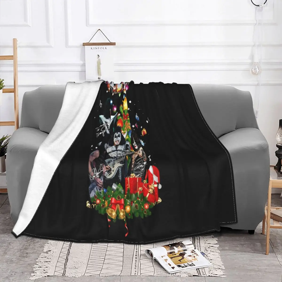 Rare New Kiss Christmas Tree Men Size S M L Xl 234Xl P808 Humour Hot Sell Family Formal Throw Blanket