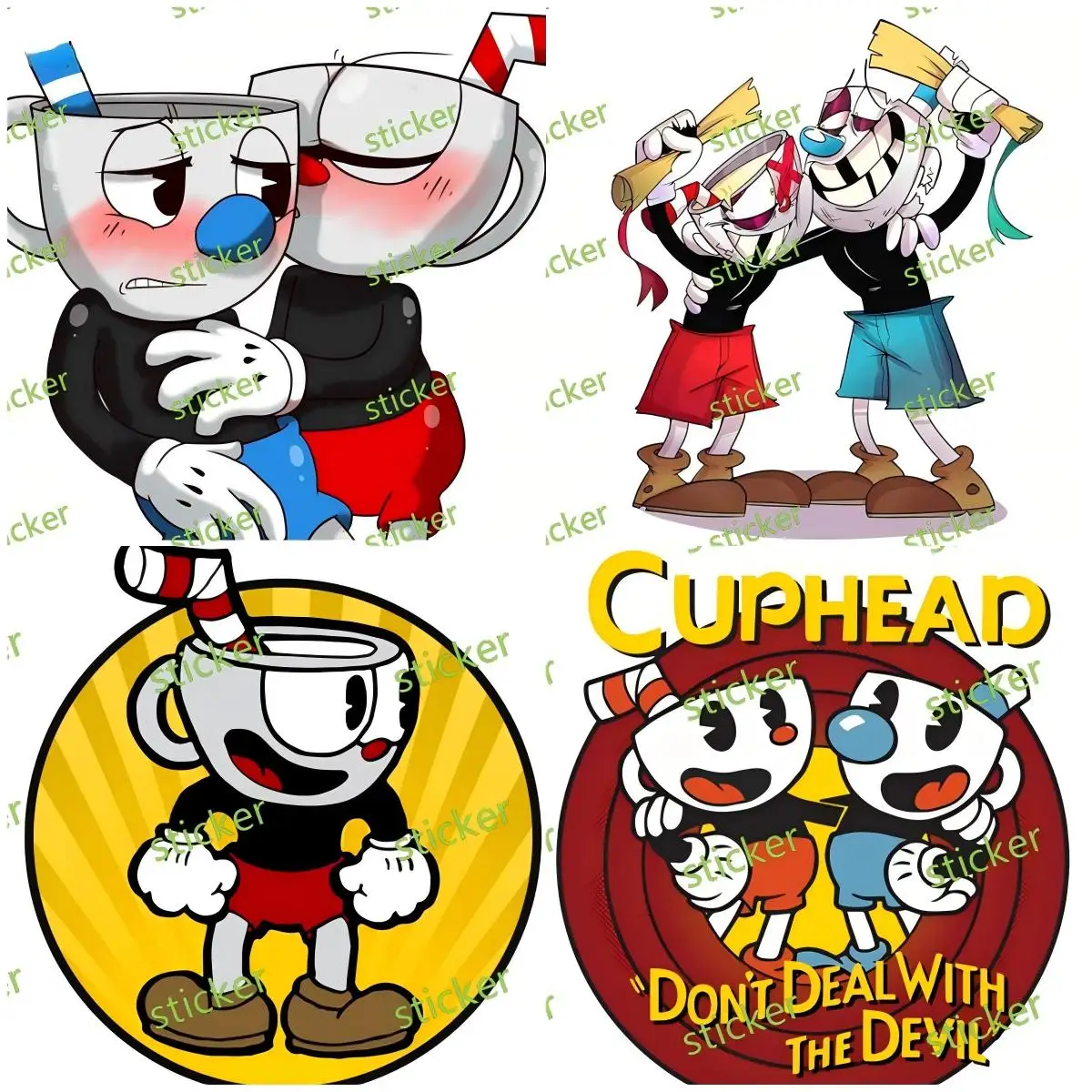 

Cuphead Car Sticker Scratch-Proof Funny Decal Sunscreen Waterproof Surfboard Car Accessories