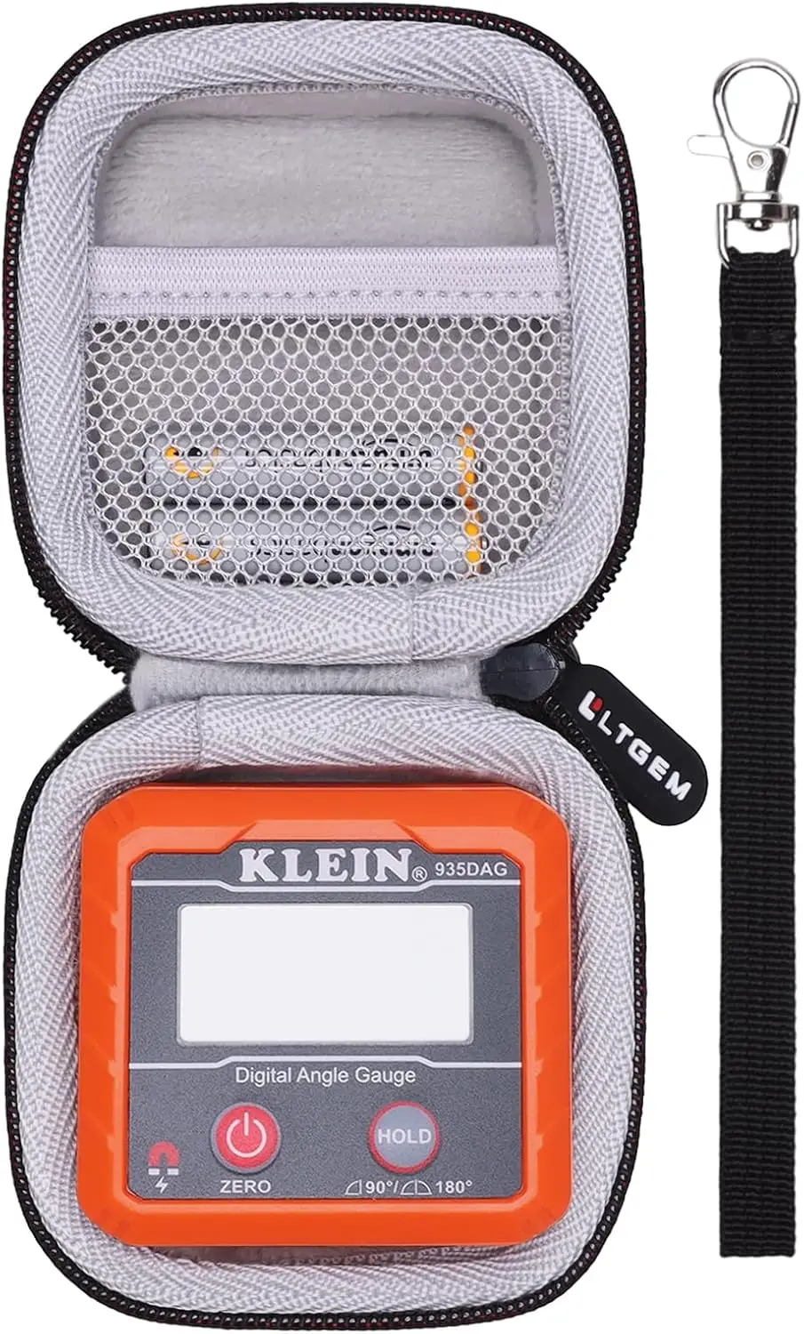 Estuche rígido de EVA LTGEM compatible con el nivel electrónico digital y el medidor de ángulos Klein Tools 935DAG, transportador de ángulos