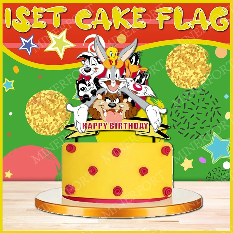 Decoración para Pastel de Dibujos Animados Looney Tunes, Adornos para Cupcakes de Porky Pig y Tweety, Suministros para Hornear, Regalos para Baby Shower y Fiestas de Cumpleaños