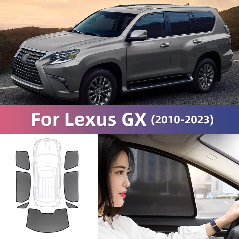 For Lexus GX 2010-2022 2023 400 460 GX400 GX460 Magnetic Car Sunshade Front Windshield Mesh Curtain Rear Side Window Sun Shade