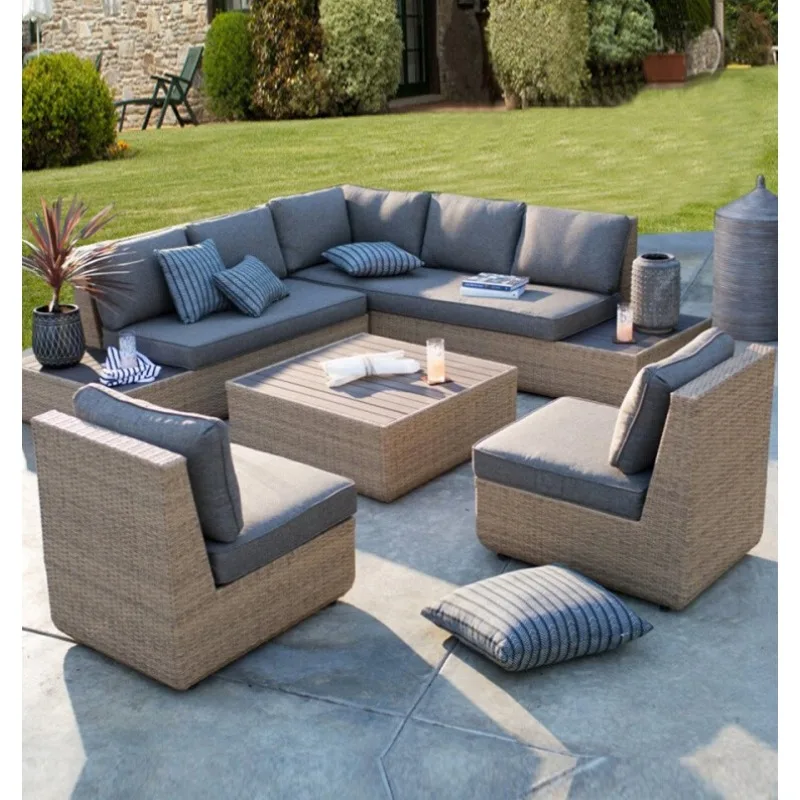 

living room sofa courtyard leisure outdoor balcony rattan chair sunscreen waterproof sun room rattan sofa Indoor furniture