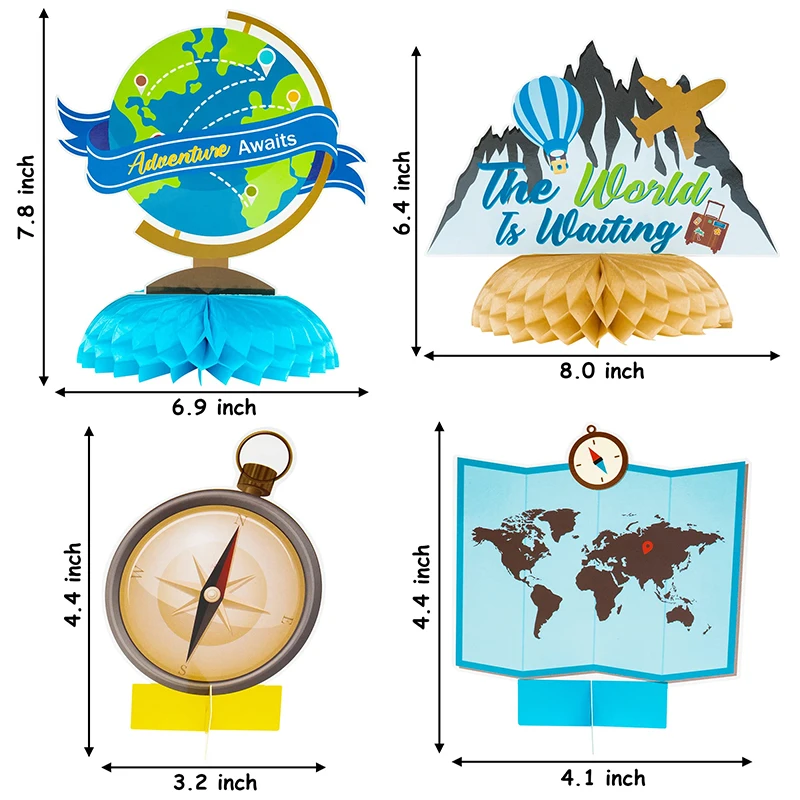 12個のトラベルをテーマにしたパーティーセンターピース,子供のための写真の小道具,家を旅行するためのテーブルの装飾