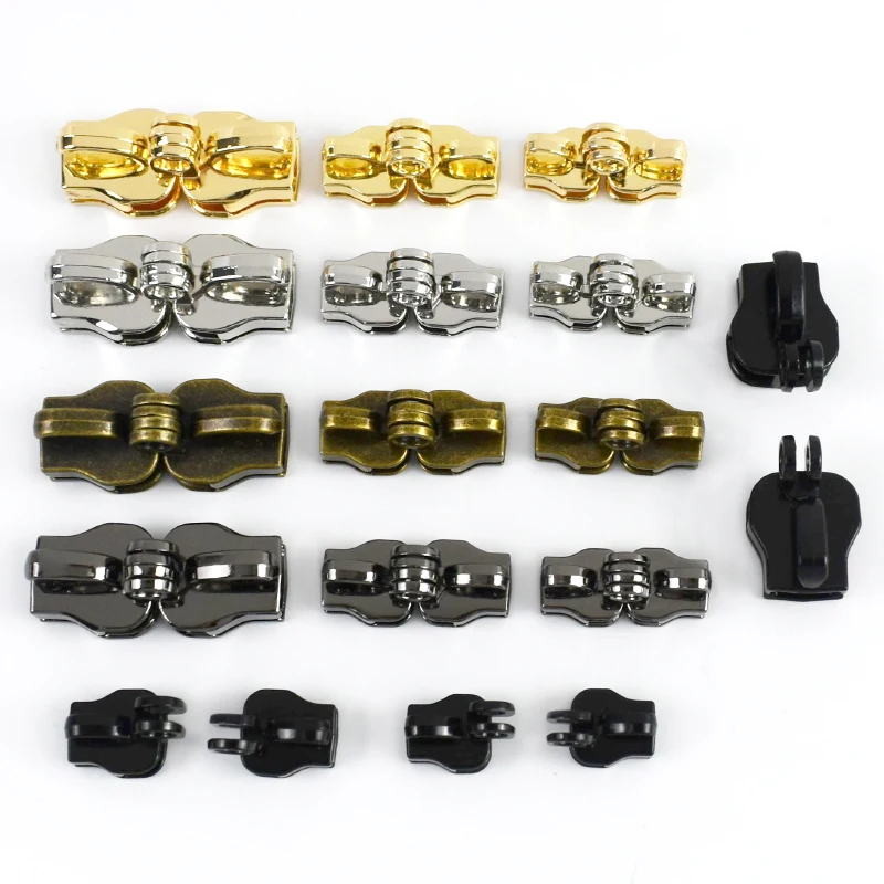 2/4/10 أزواج منزلق بسحاب بفتحة مزدوجة للأمتعة 5 #   8 #   10 #   الرمز البريدي النايلون المؤشر المحفظة قفل إغلاق السوستة مجتذب رئيس إصلاح أطقم