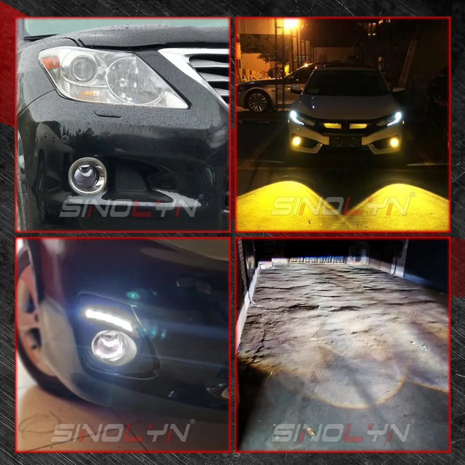 Sinolyn Hyperboloid Fog Lights Bi LED PTF Fog Lenses For Ford FOCUS 2 3/Ecosport/MK2/FIESTA MK7/FUSION/TRANSIT LED Car Lamps DIY