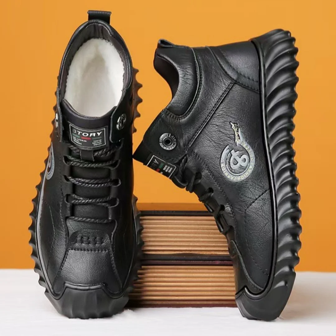 New winter thick-soled men's cotton shoes, high-top fleece and thickened snow boots, cold-proof and warm soft-soled cotton shoes