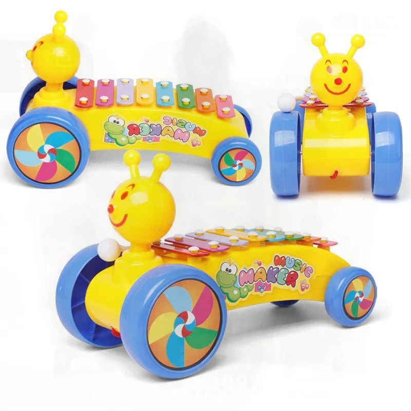 Baby Marienkäfer Hand Harfe Puzzle Spielzeug - Früherziehung Musikinstrument Achtfarbiges Percussion-Kinderinstrument