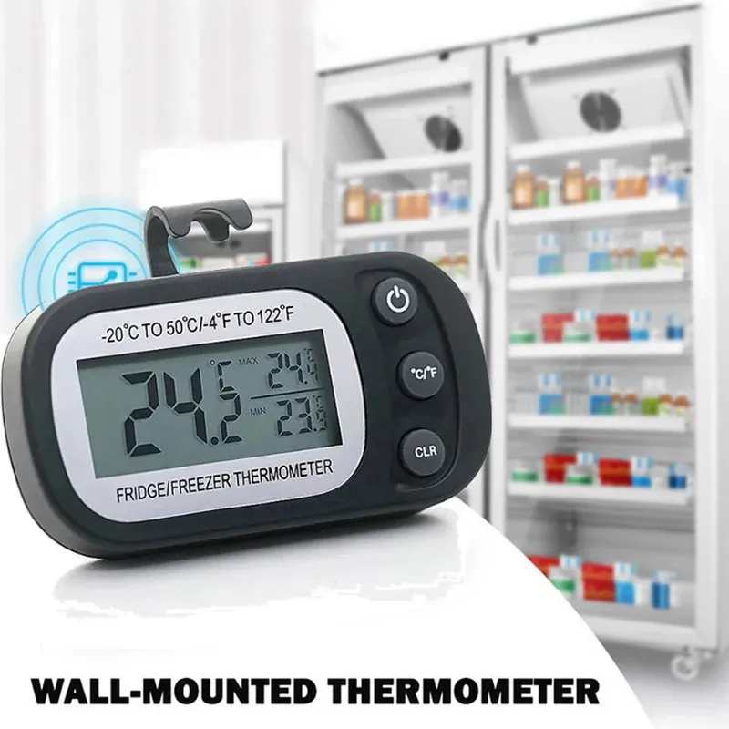 Digital Refrigerator Thermometer, Fridge Freezer Thermometer, Waterproof Max/min Record Display Easy To Read Use Home Supplies