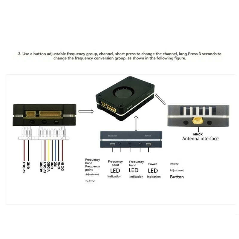 5.8G 1.6W VTX 1600Mw 48CH FPV Video Transmitter Module PAL/NTSC Support OSD For Long Range FPV RC Drone